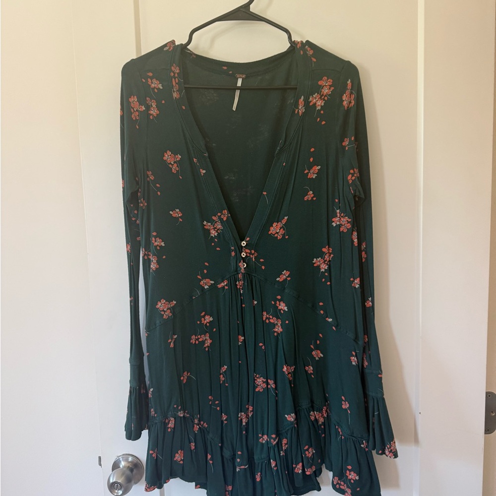 Free People Green Long Sleeve Bell Sundress